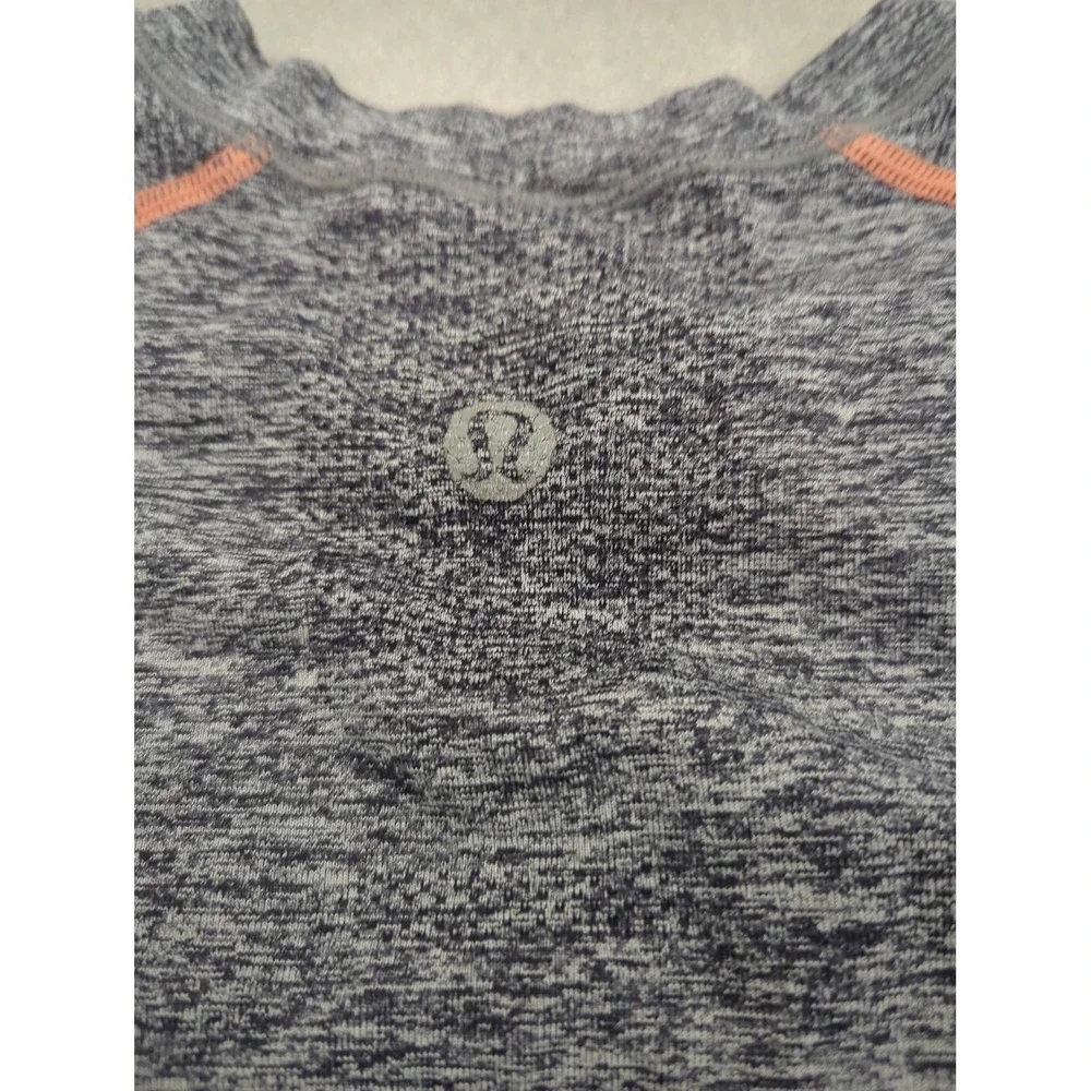 Lululemon Metal Vent Tech Shirt Mens Grey Orange Stitching Gym Training Tee